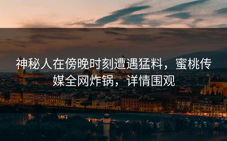 神秘人在傍晚时刻遭遇猛料，蜜桃传媒全网炸锅，详情围观