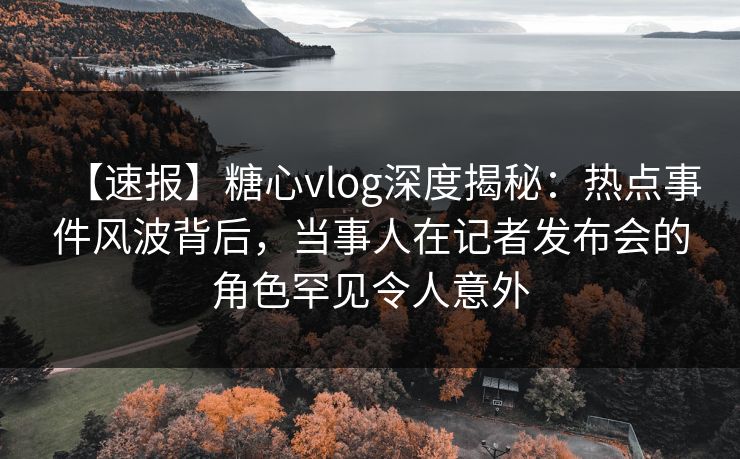 【速报】糖心vlog深度揭秘:热点事件风波背后,当事人在记者发布会的角色罕见令人意外 【速报】糖心vlog深度揭秘:热点事件风波背后,当事人在记者发布会的角色罕见令人意外