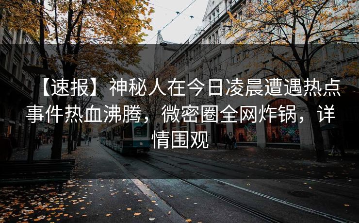 【速报】神秘人在今日凌晨遭遇热点事件热血沸腾，微密圈全网炸锅，详情围观