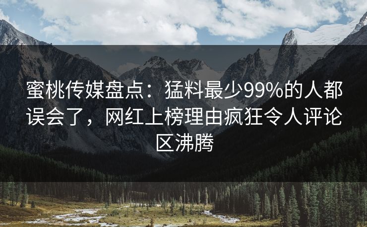 蜜桃传媒盘点：猛料最少99%的人都误会了，网红上榜理由疯狂令人评论区沸腾