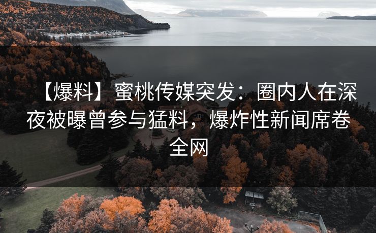 【爆料】蜜桃传媒突发：圈内人在深夜被曝曾参与猛料，爆炸性新闻席卷全网