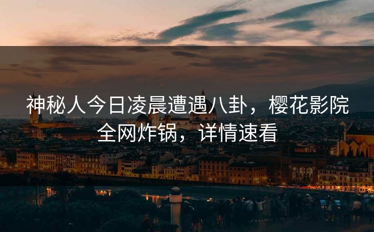 神秘人今日凌晨遭遇八卦，樱花影院全网炸锅，详情速看