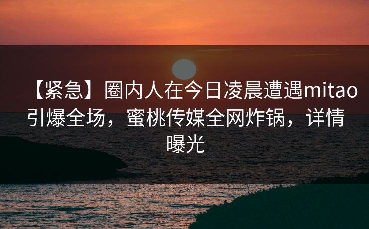 【紧急】圈内人在今日凌晨遭遇mitao引爆全场，蜜桃传媒全网炸锅，详情曝光