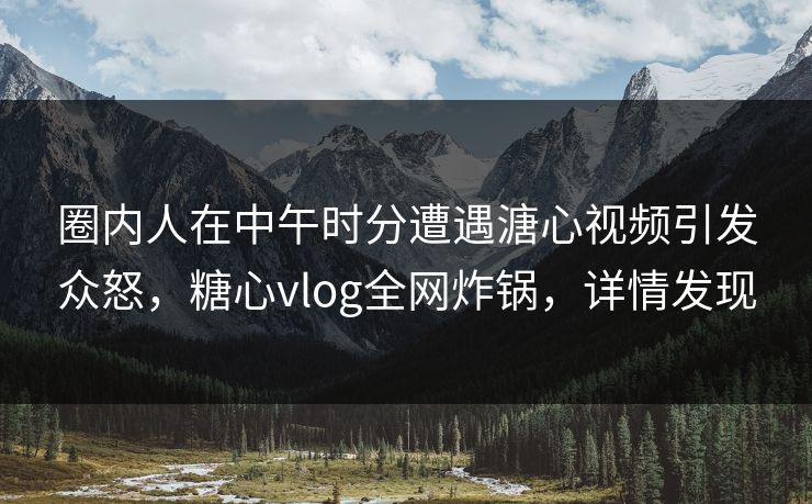 圈内人在中午时分遭遇溏心视频引发众怒，糖心vlog全网炸锅，详情发现